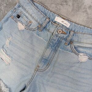 Kancan Womens M 28 Distressed Cut Off Frayed Hem High Rise Stretchy Denim Shorts